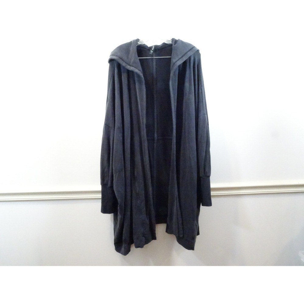 Athleta Pranayama Wrap Hooded Cardigan Charcoal Gray Tencel Blend Large 600256